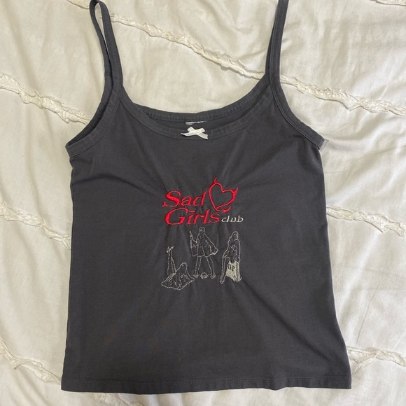 Tops - Sad girls club embroidered tank top